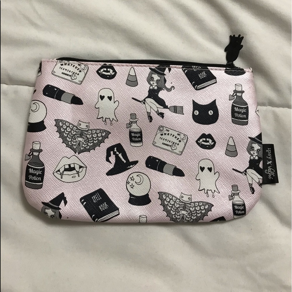 Halloween themed Pink & Black Ipsy makeup bag